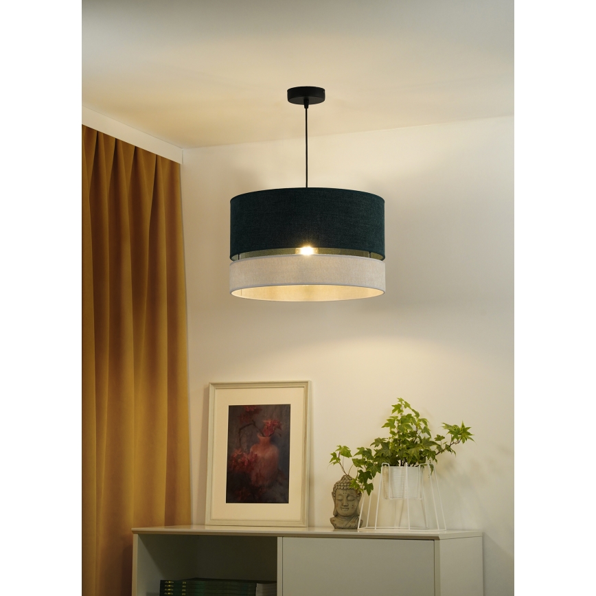Duolla - Candeeiro suspenso DOUBLE 1xE27/15W/230V diâmetro 40 cm verde/cinzento