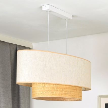 Duolla - Candeeiro suspenso DOUBLE OVAL NATURE 2xE27/15W/230V creme/bege