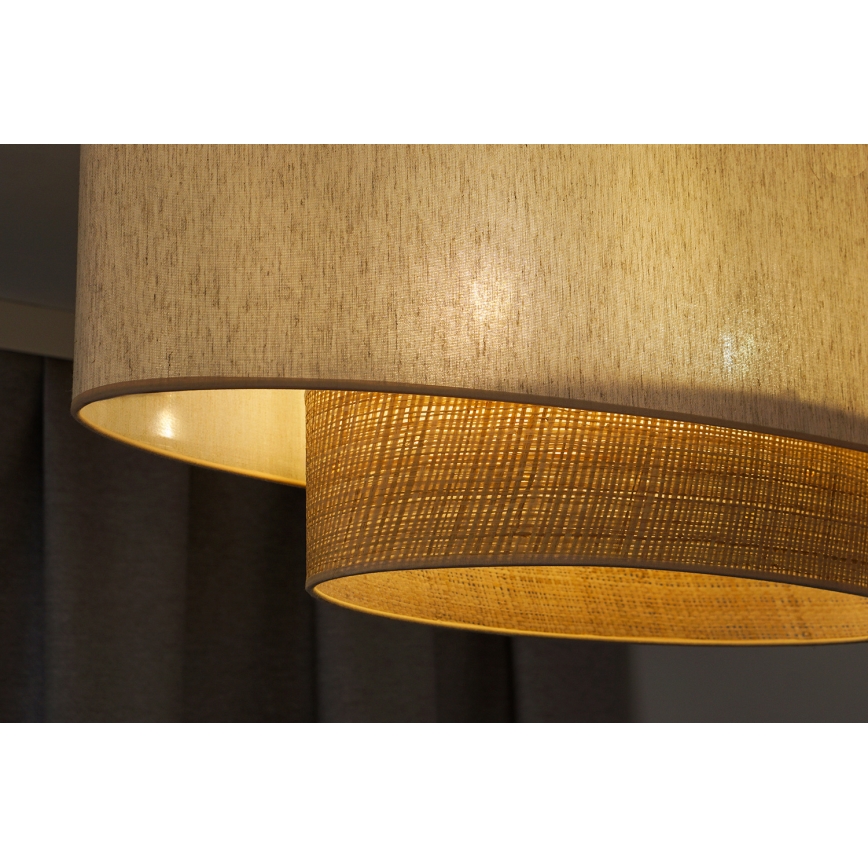 Duolla - Candeeiro suspenso DOUBLE OVAL NATURE 2xE27/15W/230V creme/bege