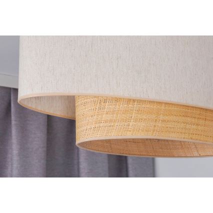 Duolla - Candeeiro suspenso DOUBLE OVAL NATURE 2xE27/15W/230V creme/bege