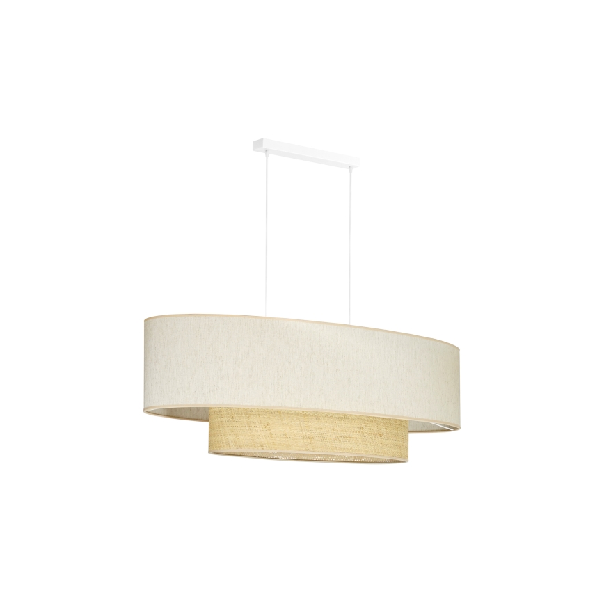 Duolla - Candeeiro suspenso DOUBLE OVAL NATURE 2xE27/15W/230V creme/bege