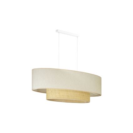 Duolla - Candeeiro suspenso DOUBLE OVAL NATURE 2xE27/15W/230V creme/bege