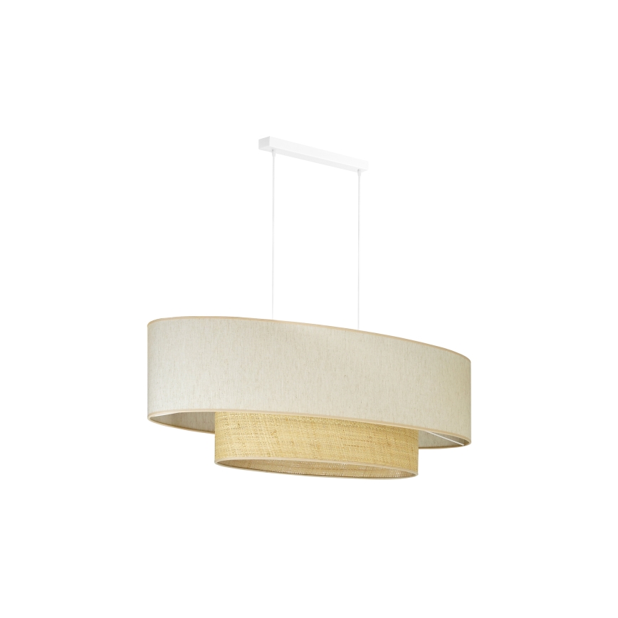 Duolla - Candeeiro suspenso DOUBLE OVAL NATURE 2xE27/15W/230V creme/bege