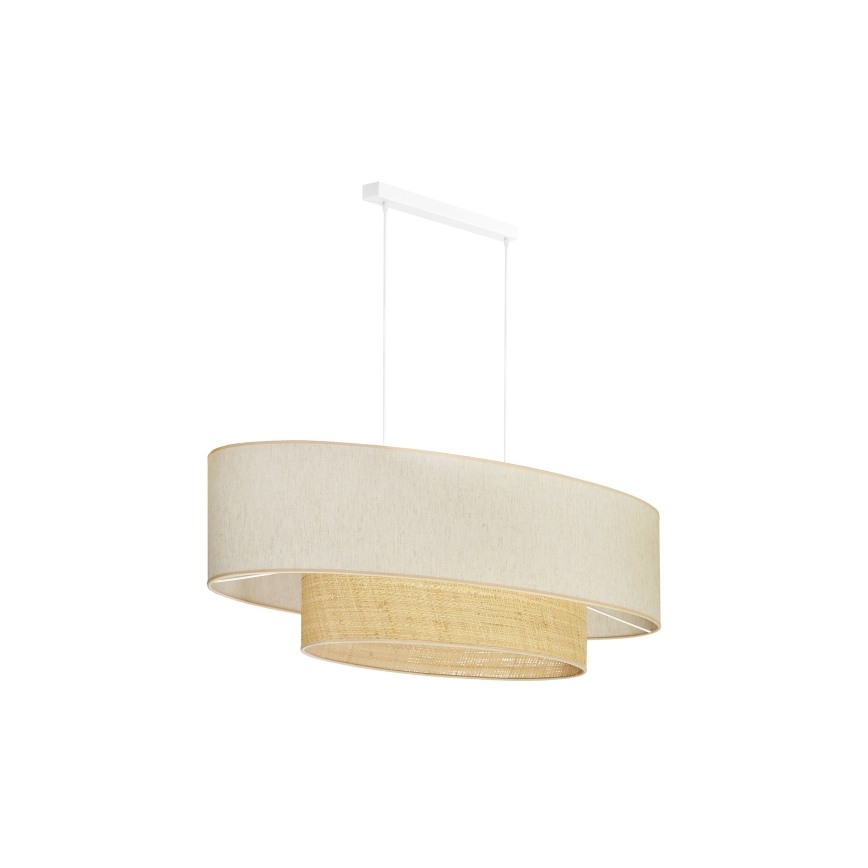 Duolla - Candeeiro suspenso DOUBLE OVAL NATURE 2xE27/15W/230V creme/bege