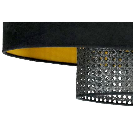 Duolla - Candeeiro suspenso DOUBLE OVAL RATTAN 2xE27/15W/230V preto/vime