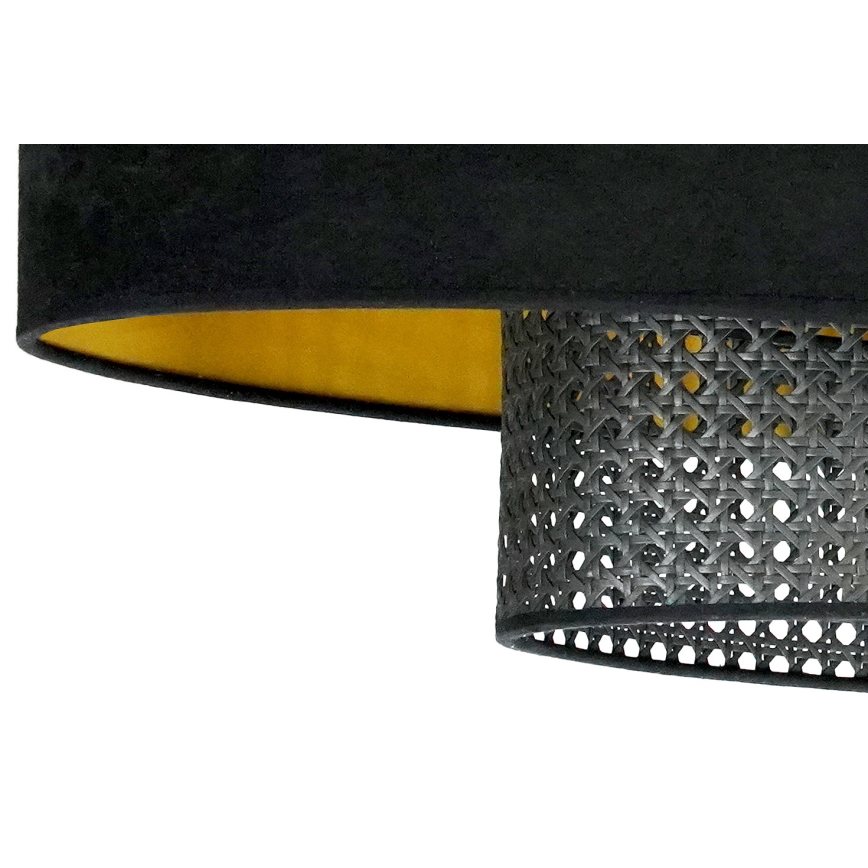 Duolla - Candeeiro suspenso DOUBLE OVAL RATTAN 2xE27/15W/230V preto/vime