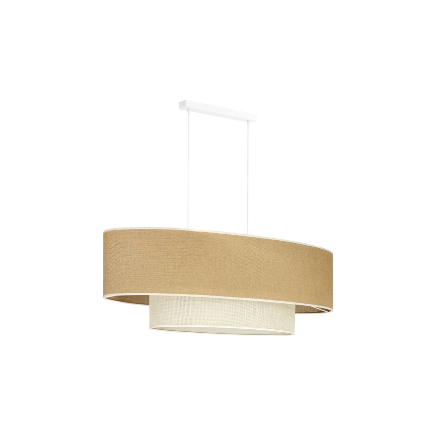 Duolla - Candeeiro suspenso DOUBLE OVAL YUTE 2xE27/15W/230V castanho/creme