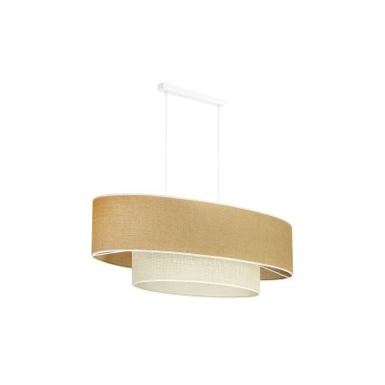 Duolla - Candeeiro suspenso DOUBLE OVAL YUTE 2xE27/15W/230V castanho/creme