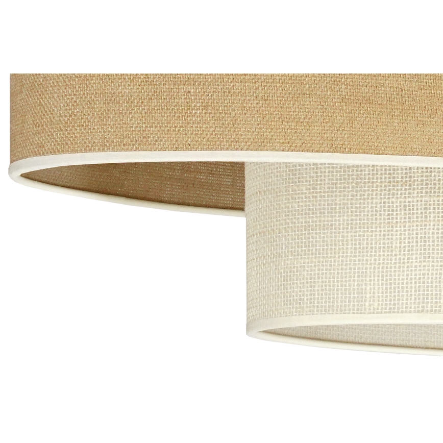 Duolla - Candeeiro suspenso DOUBLE OVAL YUTE 2xE27/15W/230V castanho/creme