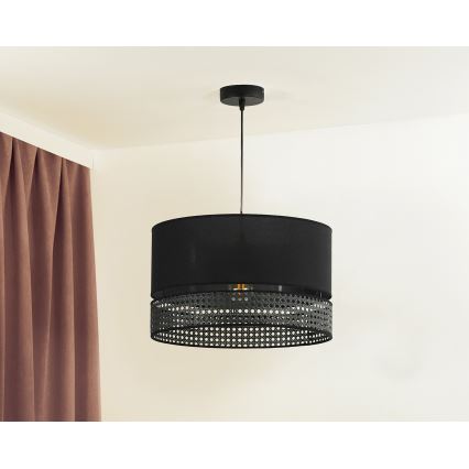 Duolla - Candeeiro suspenso DOUBLE RATTAN 1xE27/15W/230V diâmetro 40 cm preto