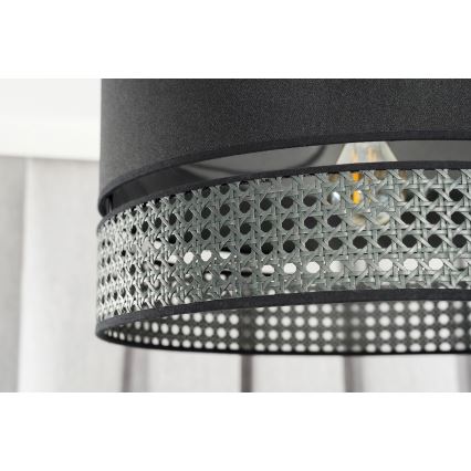 Duolla - Candeeiro suspenso DOUBLE RATTAN 1xE27/15W/230V diâmetro 40 cm preto