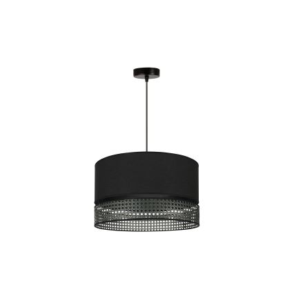 Duolla - Candeeiro suspenso DOUBLE RATTAN 1xE27/15W/230V diâmetro 40 cm preto