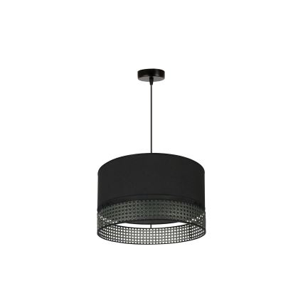 Duolla - Candeeiro suspenso DOUBLE RATTAN 1xE27/15W/230V diâmetro 40 cm preto