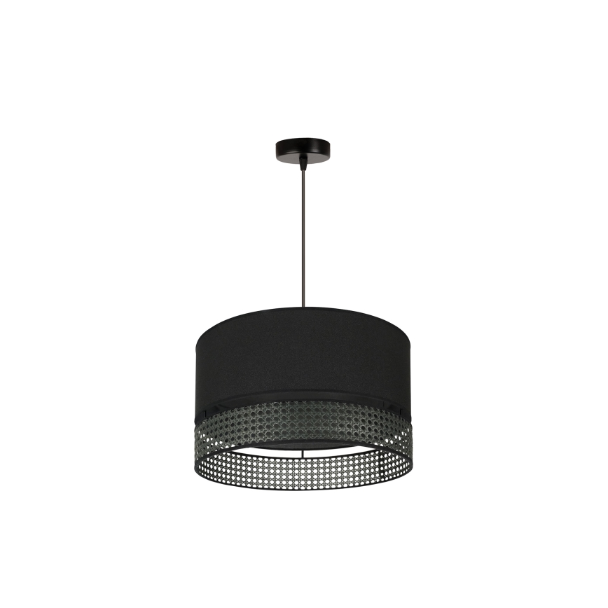 Duolla - Candeeiro suspenso DOUBLE RATTAN 1xE27/15W/230V diâmetro 40 cm preto