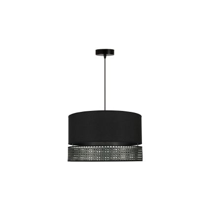 Duolla - Candeeiro suspenso DOUBLE RATTAN 1xE27/15W/230V diâmetro 40 cm preto