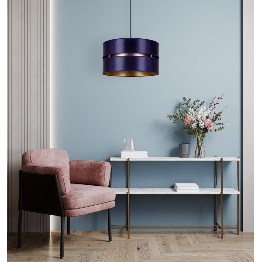 Duolla - Candeeiro suspenso DUO 1xE27/15W/230V diâmetro 40 cm azul/dourado