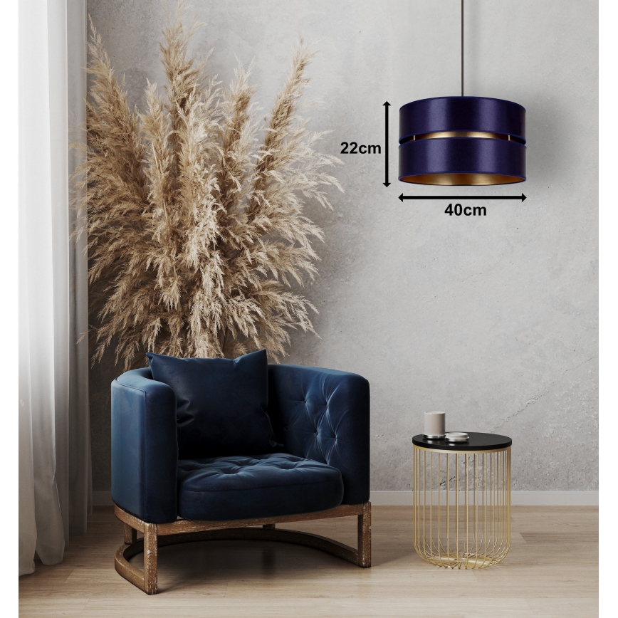 Duolla - Candeeiro suspenso DUO 1xE27/15W/230V diâmetro 40 cm azul/dourado