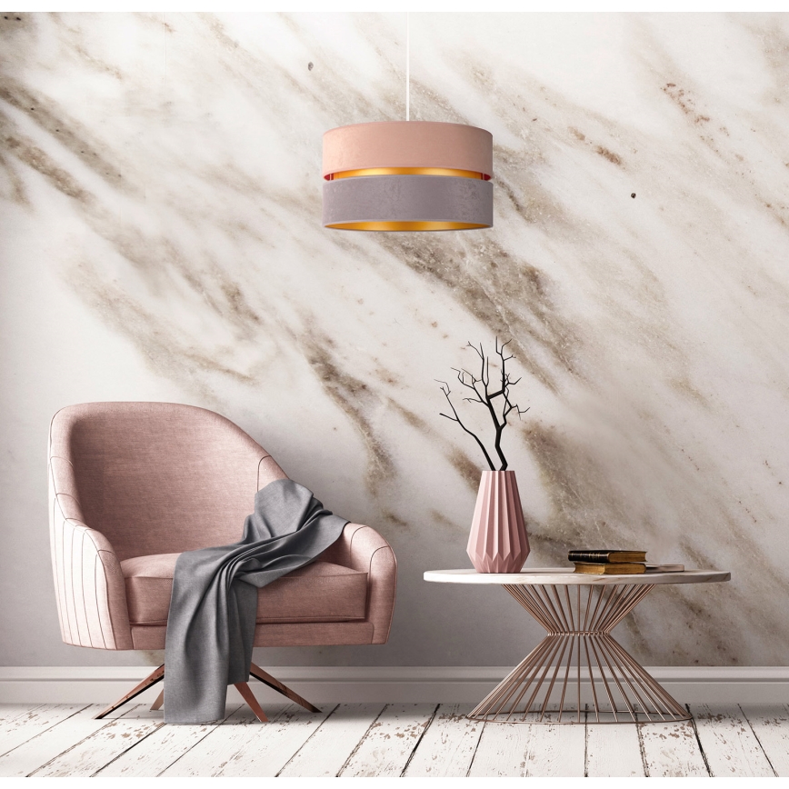 Duolla - Candeeiro suspenso DUO 1xE27/15W/230V diâmetro 40 cm bege e cinzento