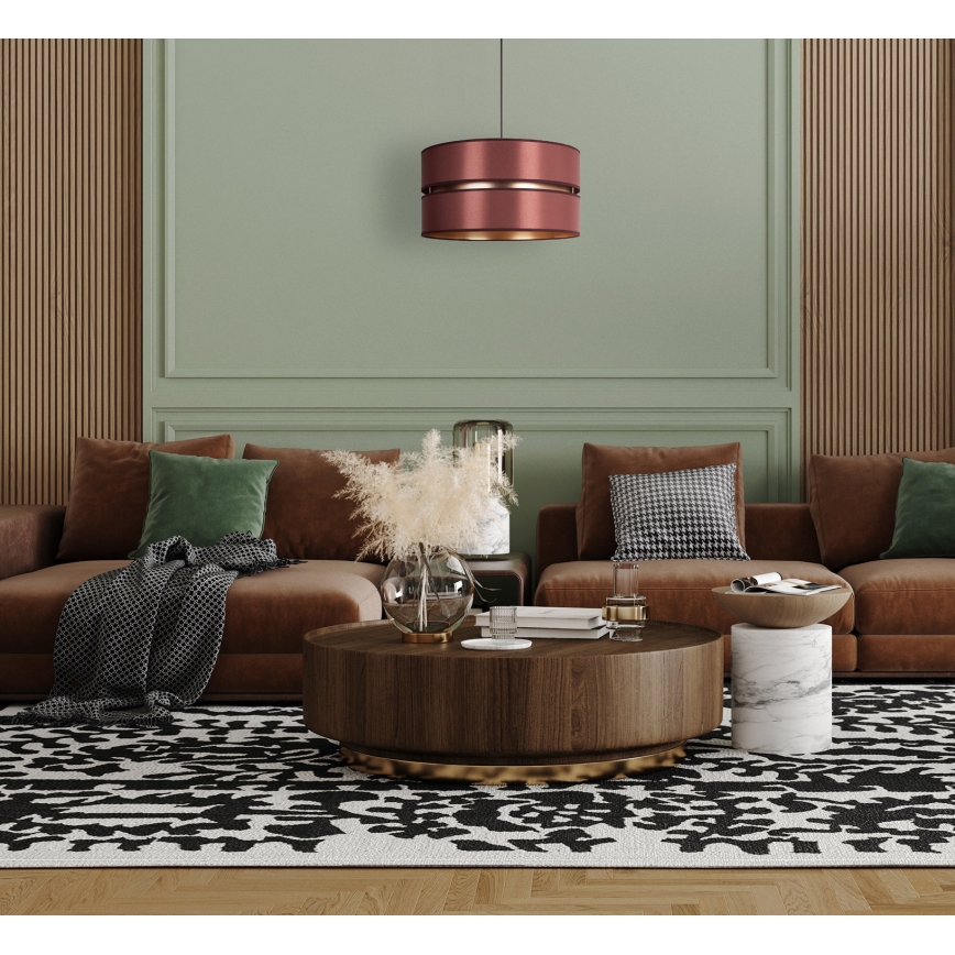 Duolla - Candeeiro suspenso DUO 1xE27/15W/230V diâmetro 40 cm borgonha/dourado