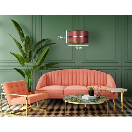 Duolla - Candeeiro suspenso DUO 1xE27/15W/230V diâmetro 40 cm borgonha/dourado