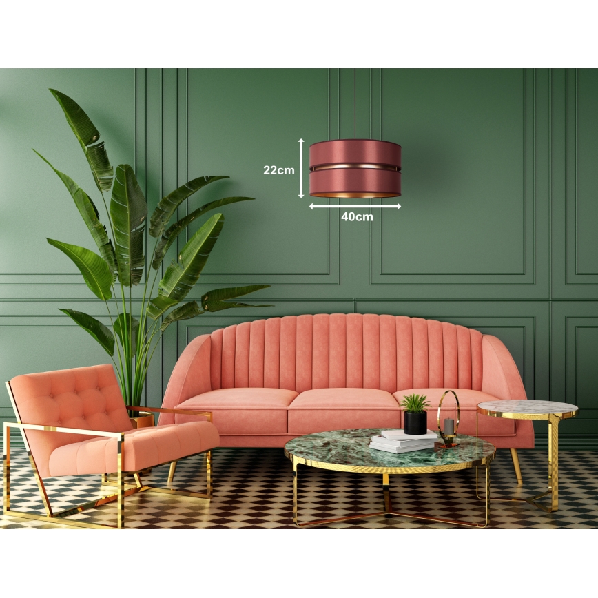 Duolla - Candeeiro suspenso DUO 1xE27/15W/230V diâmetro 40 cm borgonha/dourado