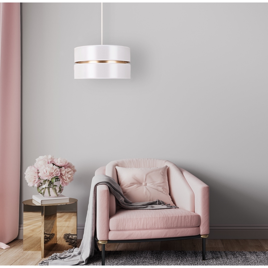 Duolla - Candeeiro suspenso DUO 1xE27/15W/230V diâmetro 40 cm branco/dourado