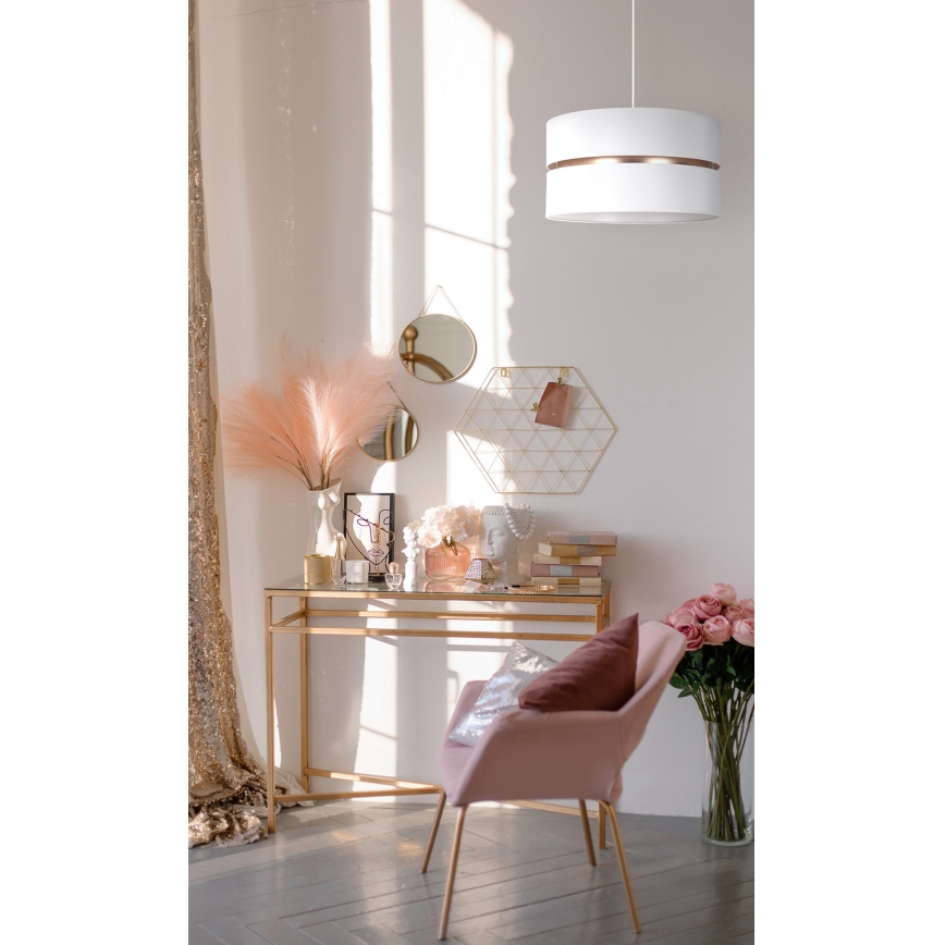 Duolla - Candeeiro suspenso DUO 1xE27/15W/230V diâmetro 40 cm branco/dourado