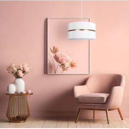 Duolla - Candeeiro suspenso DUO 1xE27/15W/230V diâmetro 40 cm branco/dourado