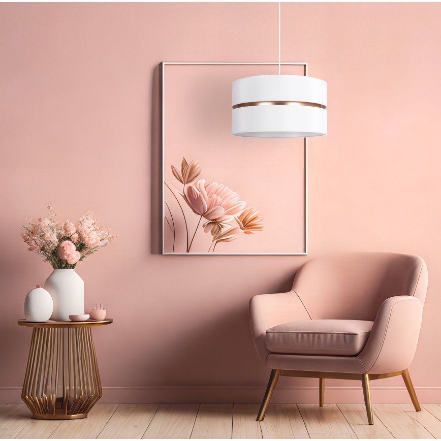 Duolla - Candeeiro suspenso DUO 1xE27/15W/230V diâmetro 40 cm branco/dourado