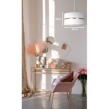 Duolla - Candeeiro suspenso DUO 1xE27/15W/230V diâmetro 40 cm branco/dourado