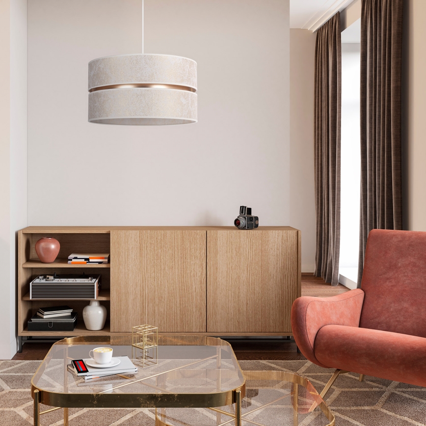 Duolla - Candeeiro suspenso DUO 1xE27/15W/230V diâmetro 40 cm branco/dourado