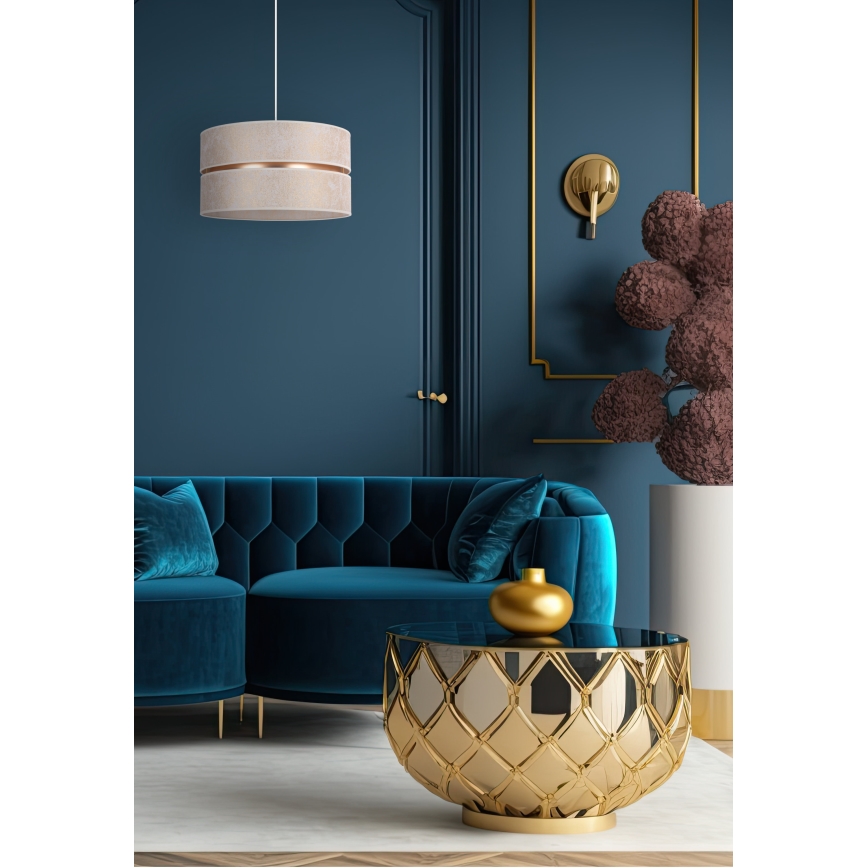 Duolla - Candeeiro suspenso DUO 1xE27/15W/230V diâmetro 40 cm branco/dourado