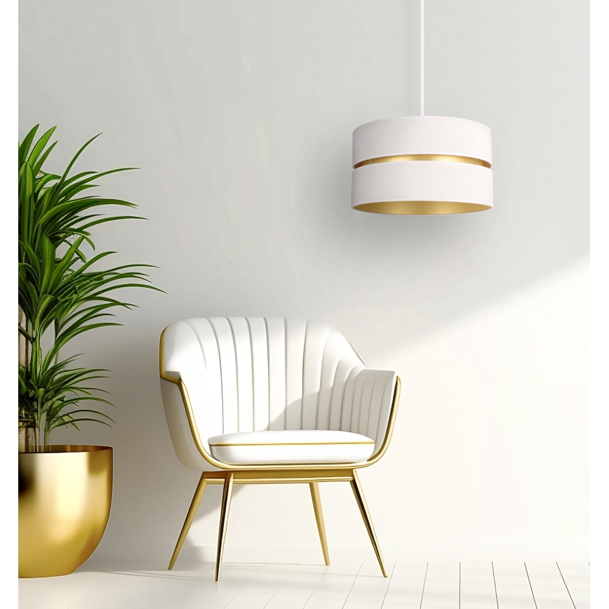 Duolla - Candeeiro suspenso DUO 1xE27/15W/230V diâmetro 40 cm creme/dourado