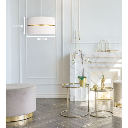 Duolla - Candeeiro suspenso DUO 1xE27/15W/230V diâmetro 40 cm creme/dourado