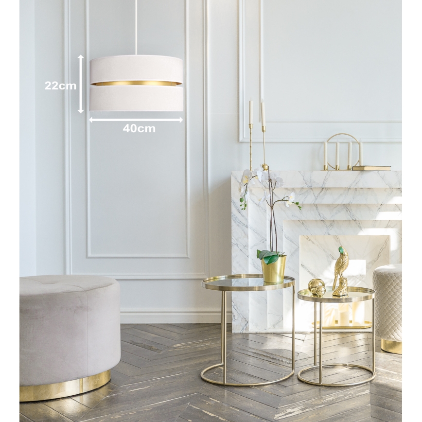 Duolla - Candeeiro suspenso DUO 1xE27/15W/230V diâmetro 40 cm creme/dourado