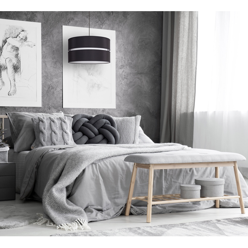 Duolla - Candeeiro suspenso DUO 1xE27/15W/230V diâmetro 40 cm preto/branco