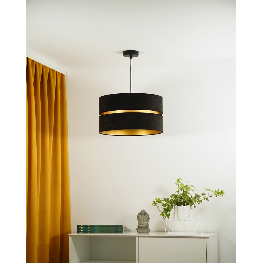 Duolla - Candeeiro suspenso DUO 1xE27/15W/230V diâmetro 40 cm preto/dourado