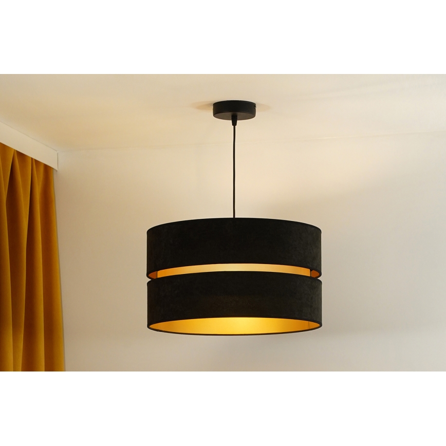 Duolla - Candeeiro suspenso DUO 1xE27/15W/230V diâmetro 40 cm preto/dourado
