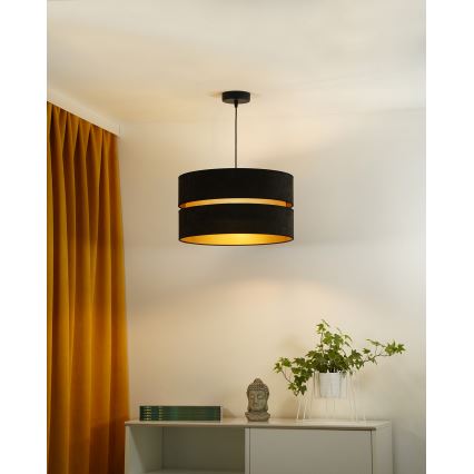 Duolla - Candeeiro suspenso DUO 1xE27/15W/230V diâmetro 40 cm preto/dourado