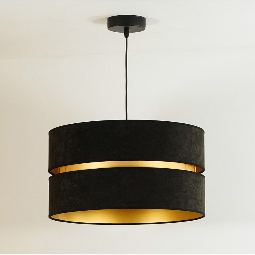 Duolla - Candeeiro suspenso DUO 1xE27/15W/230V diâmetro 40 cm preto/dourado