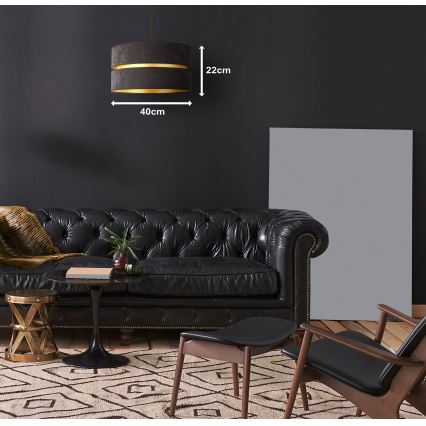 Duolla - Candeeiro suspenso DUO 1xE27/15W/230V diâmetro 40 cm preto/dourado