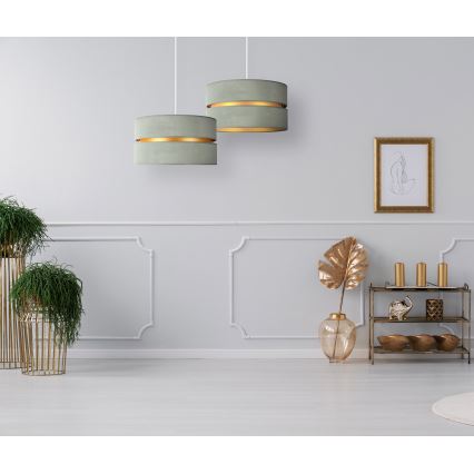 Duolla - Candeeiro suspenso DUO 1xE27/15W/230V diâmetro 40 cm verde claro/dourado