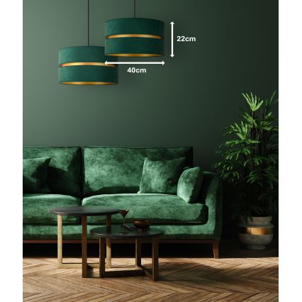 Duolla - Candeeiro suspenso DUO 1xE27/15W/230V diâmetro 40 cm verde/dourado