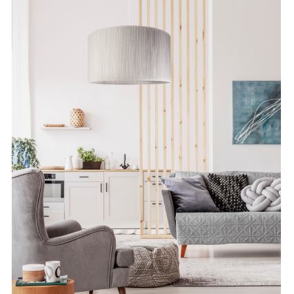 Duolla - Candeeiro suspenso ESSEX 1xE27/40W/230V diâmetro 45 cm prateado