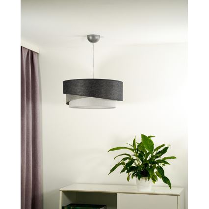 Duolla - Candeeiro suspenso KOBO 1xE27/15W/230V diâmetro 45 cm antracite/cinzento/branco