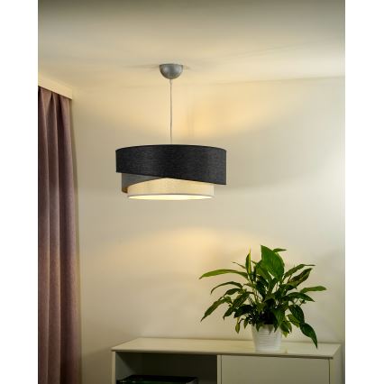 Duolla - Candeeiro suspenso KOBO 1xE27/15W/230V diâmetro 45 cm antracite/cinzento/branco