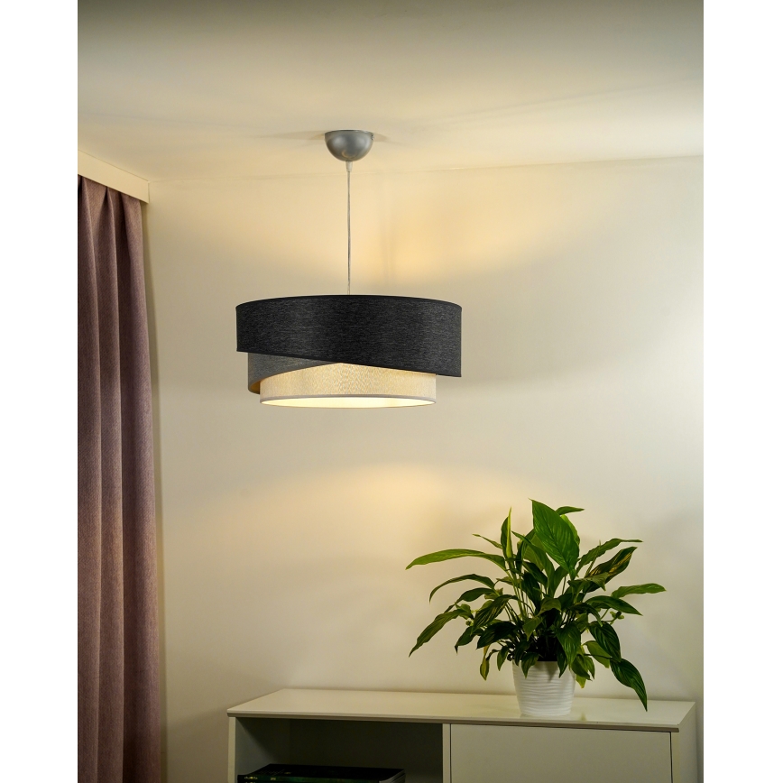 Duolla - Candeeiro suspenso KOBO 1xE27/15W/230V diâmetro 45 cm antracite/cinzento/branco