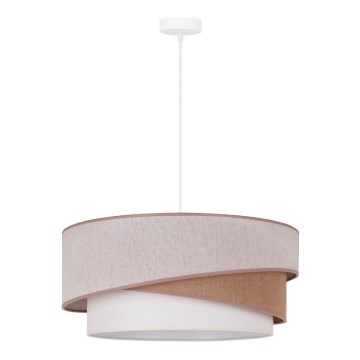Duolla - Candeeiro suspenso KOBO 1xE27/15W/230V diâmetro 45 cm bege/castanho/branco