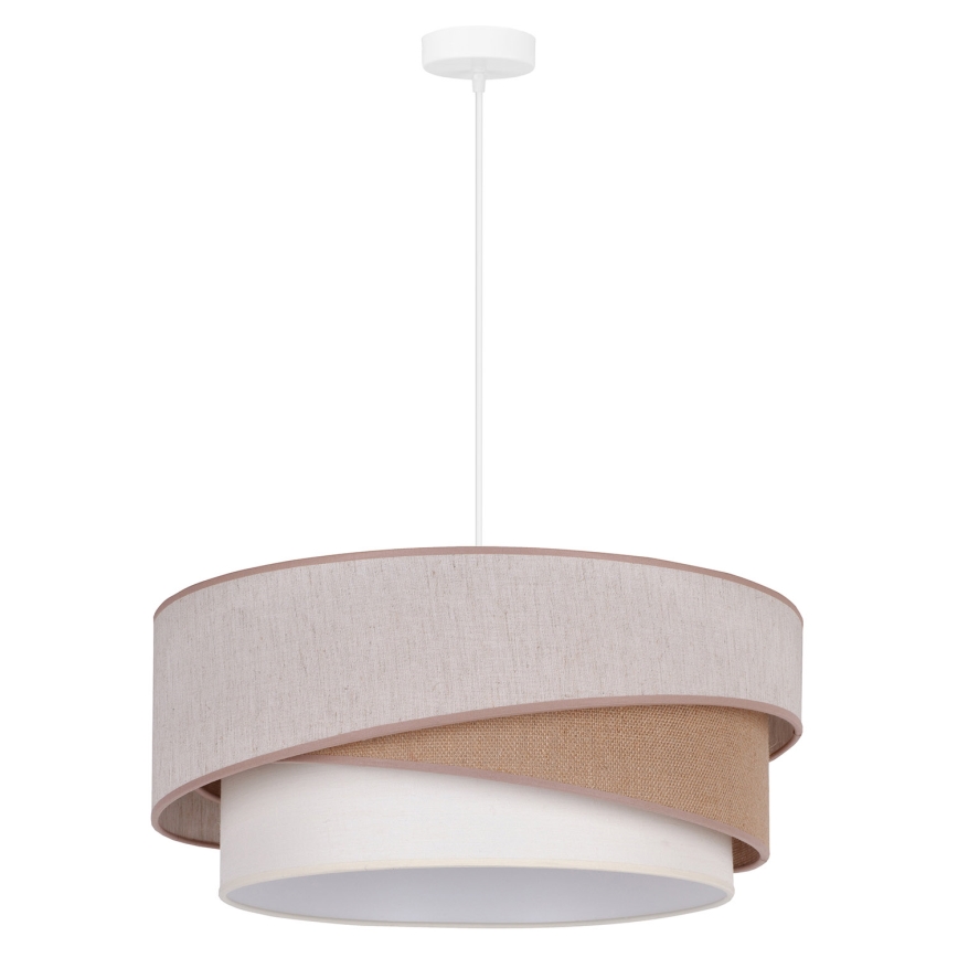 Duolla - Candeeiro suspenso KOBO 1xE27/15W/230V diâmetro 45 cm bege/castanho/branco