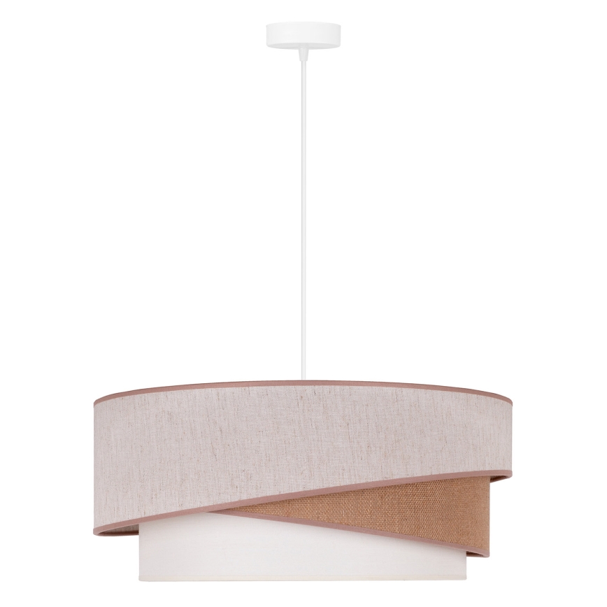 Duolla - Candeeiro suspenso KOBO 1xE27/15W/230V diâmetro 45 cm bege/castanho/branco